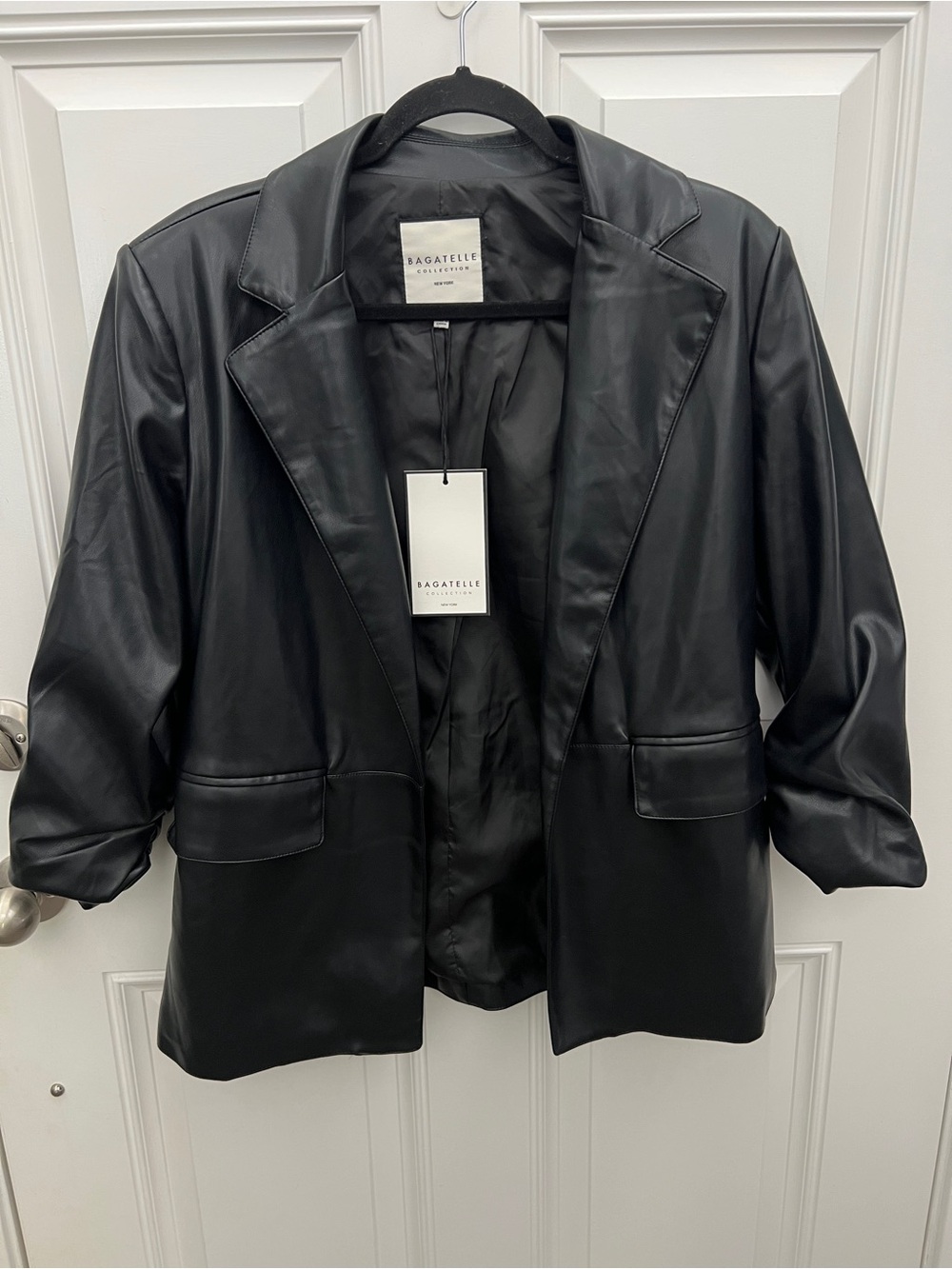 Bagatelle Black Faux Leather Blazer